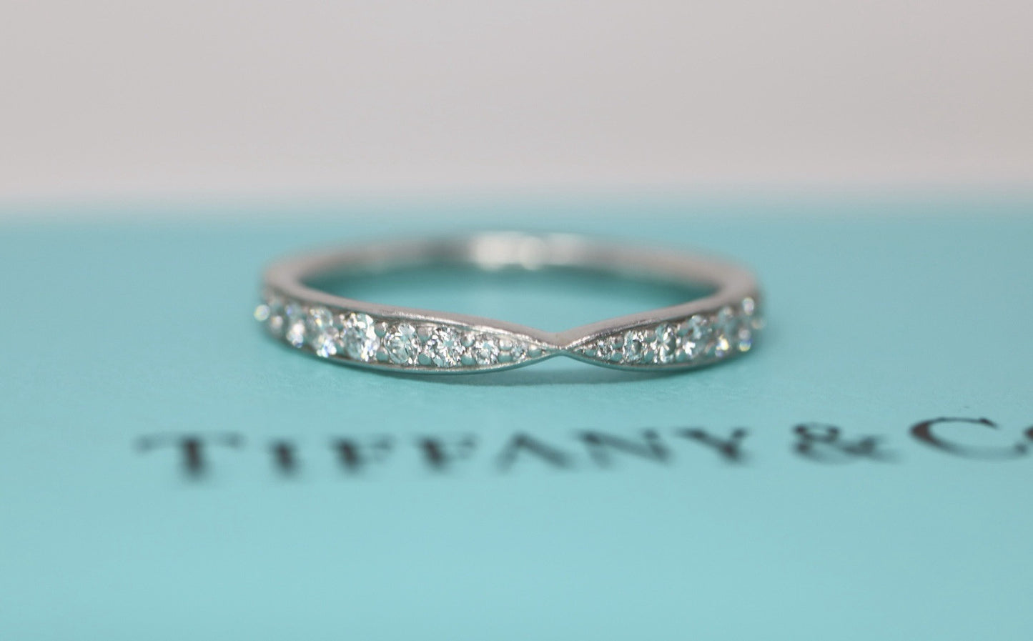 Tiffany & Co Harmony Platinum Diamond 1.8mm Wedding Band Anniversary Ring