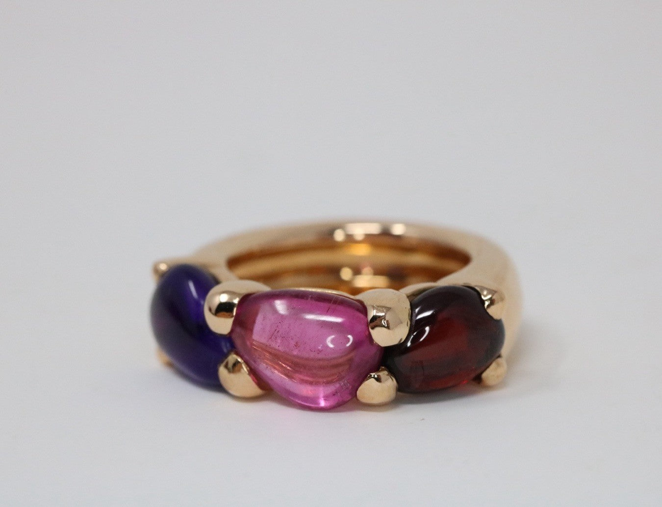 Pomellato 18k Rose Gold Sassi Ring Amethyst, Tourmaline, Garnet Gems