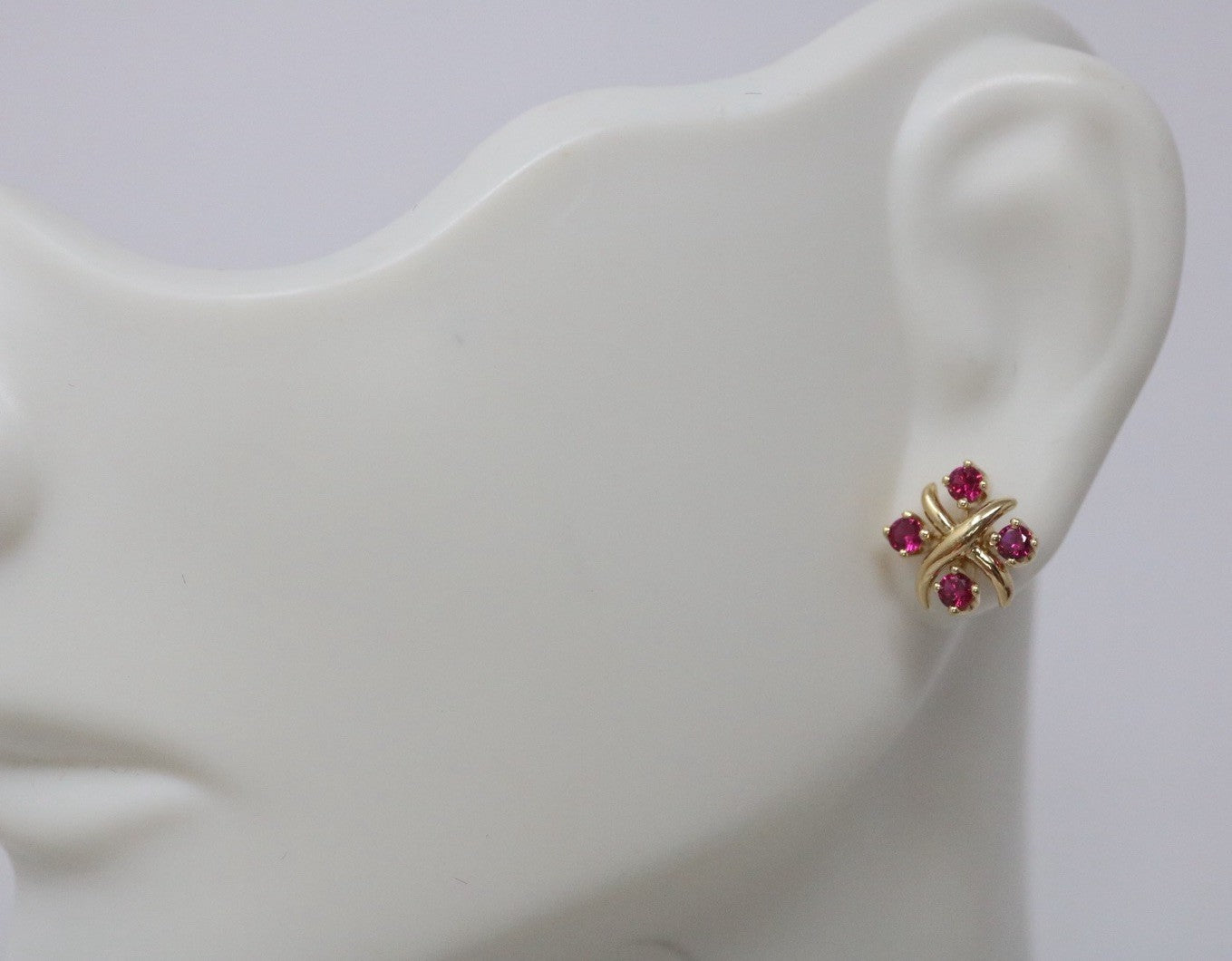 Tiffany & Co Schlumberger Lynn Ruby Earrings In 18k Yellow Gold .30ct Rtl $5,200