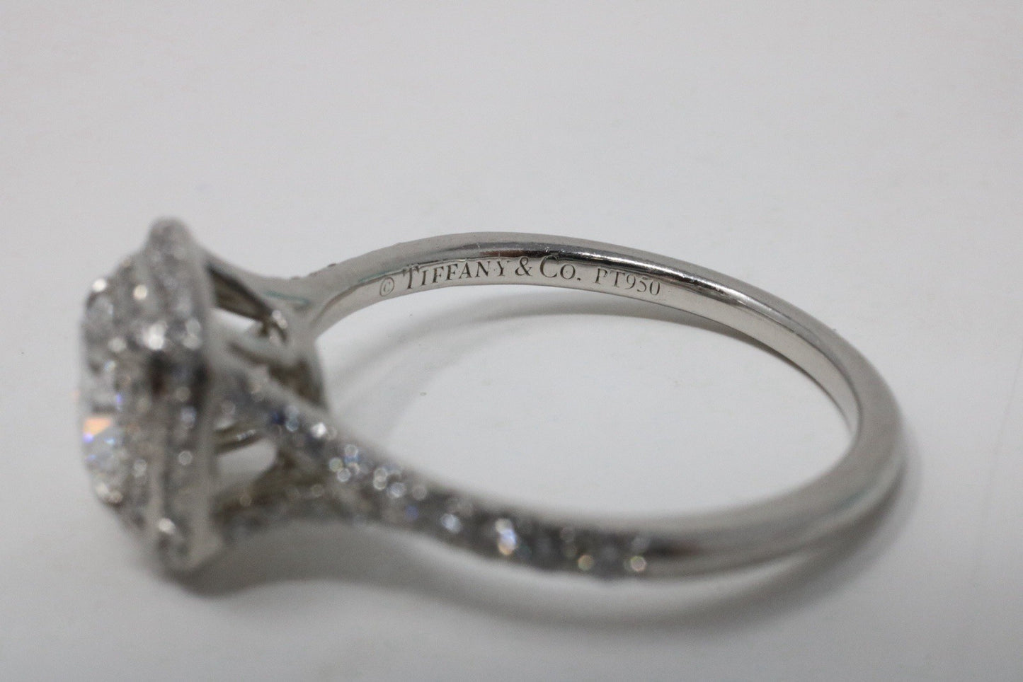 Tiffany & Co Platinum Soleste Cushion 1.03ctw F VS1 Diamond Engagement Ring