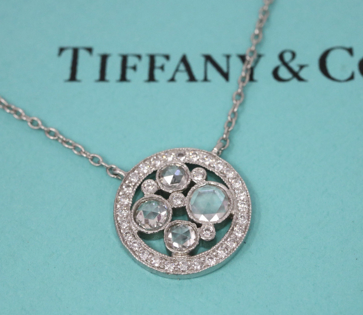 Tiffany & Co Platinum Diamond Cobblestone Pendant Necklace Platinum $4,500