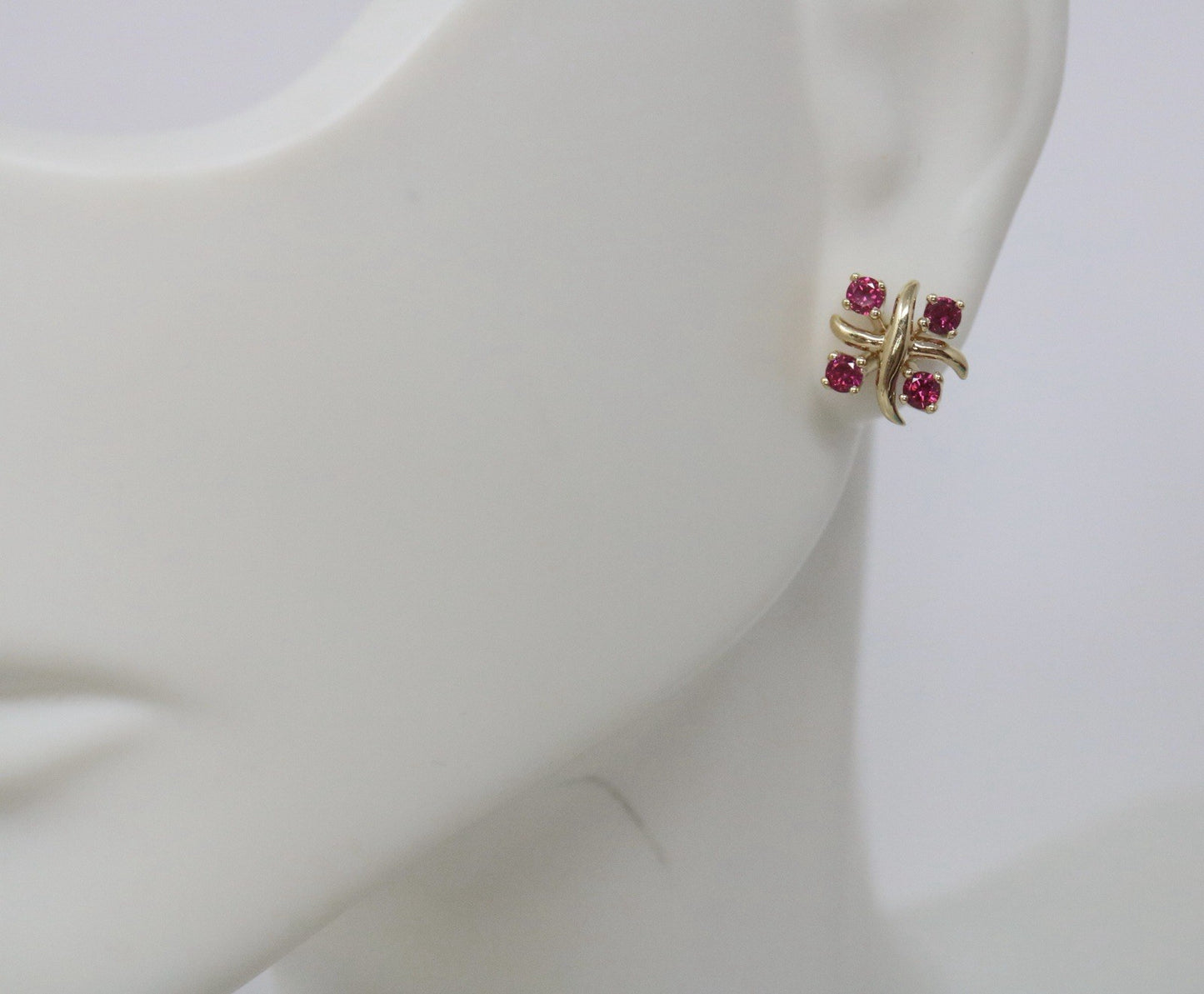 Tiffany & Co Schlumberger Lynn Ruby Earrings In 18k Yellow Gold .30ct Rtl $5,200