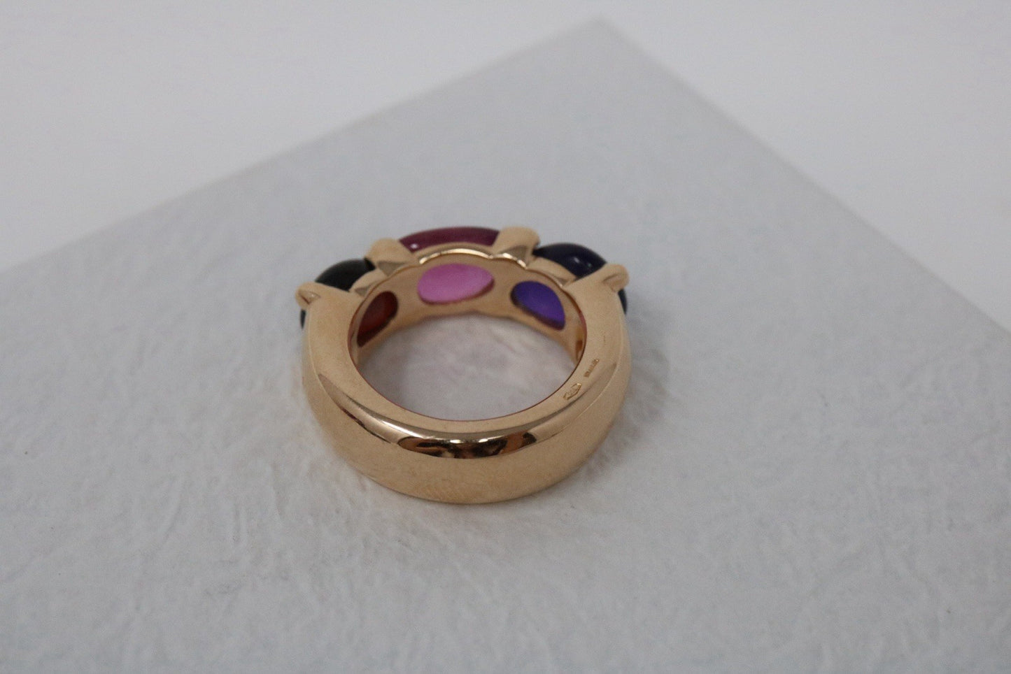 Pomellato 18k Rose Gold Sassi Ring Amethyst, Tourmaline, Garnet Gems