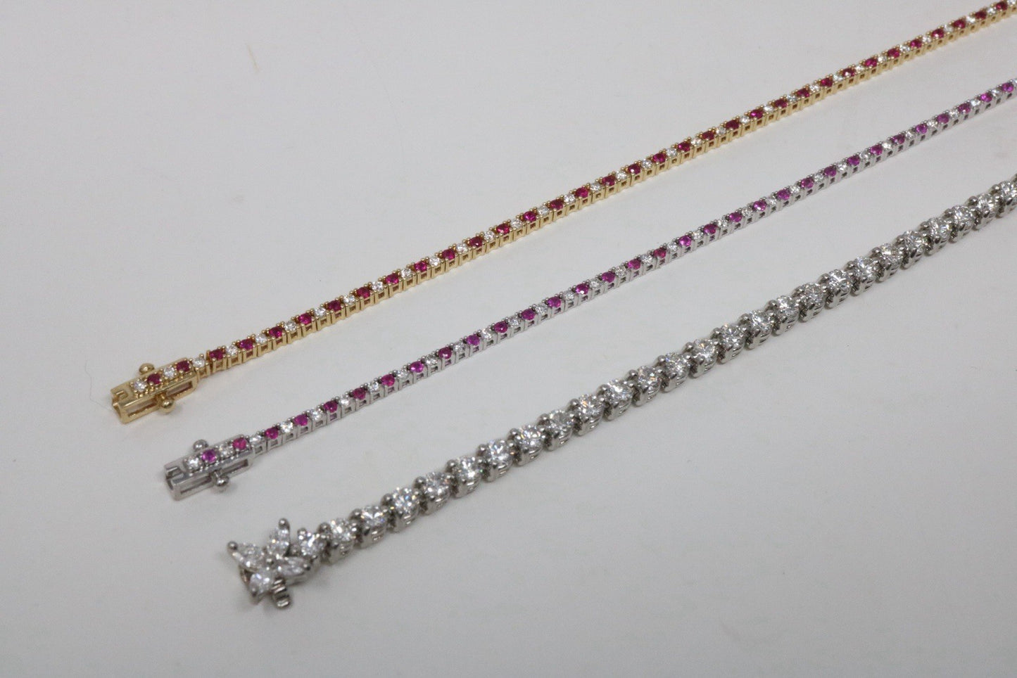 Natural Round Diamond & Ruby  Tennis Bracelet 14k Yellow Gold Rtl $4k