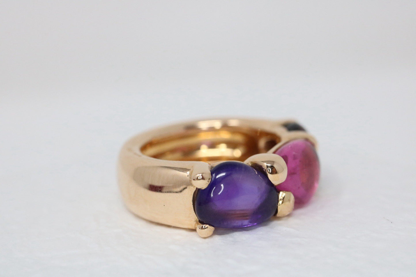 Pomellato 18k Rose Gold Sassi Ring Amethyst, Tourmaline, Garnet Gems