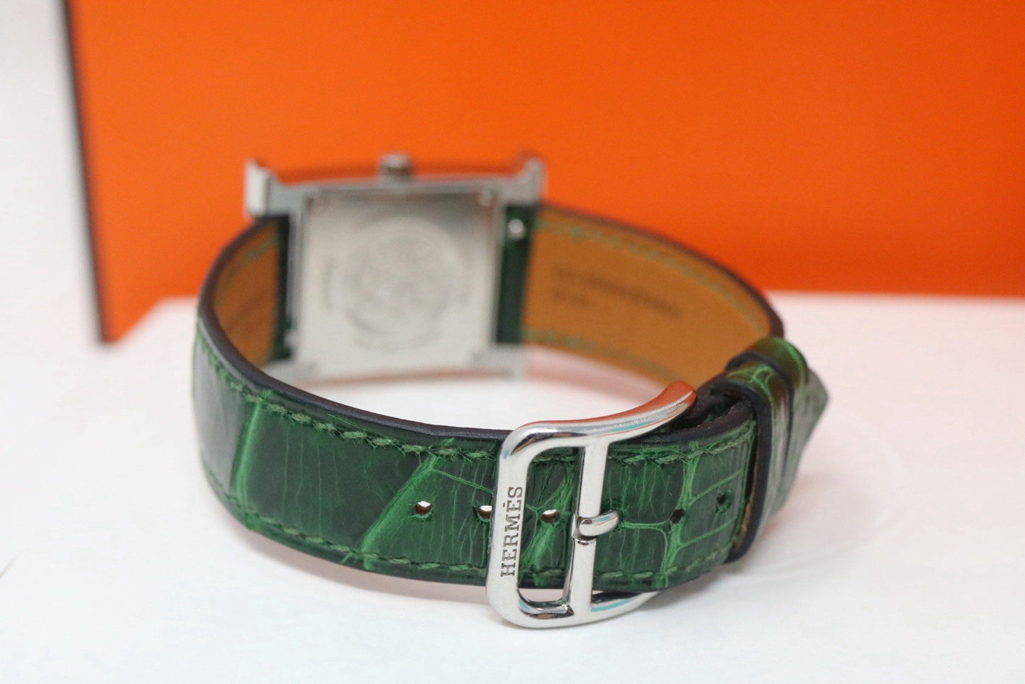 Hermes Women's Heure H Swiss Leather Strap Diamonds Quartz Watch Small 25mm