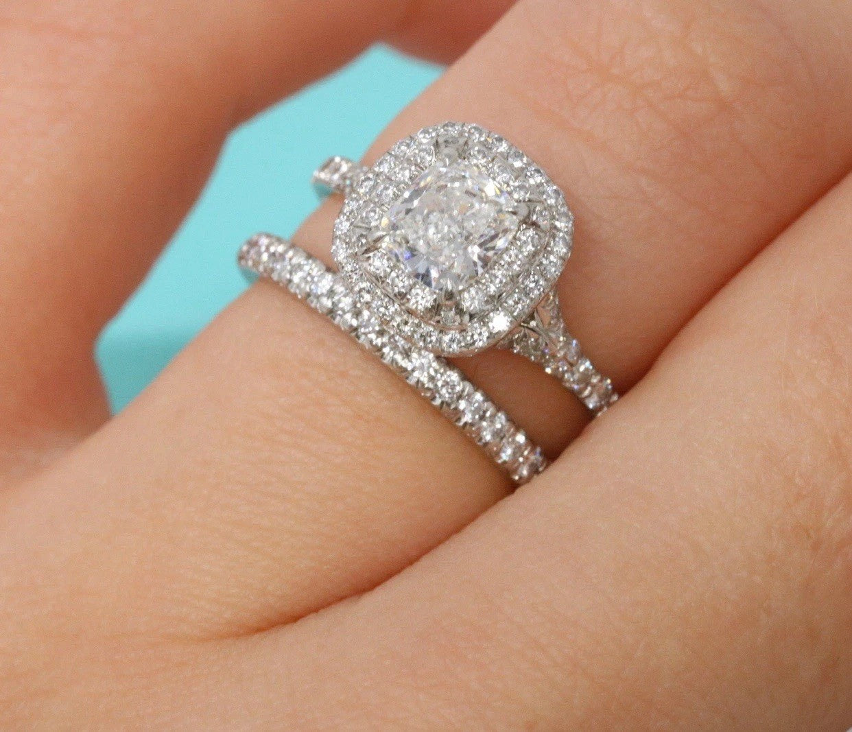 Tiffany & Co Platinum Soleste Cushion 1.03ctw F VS1 Diamond Engagement Ring