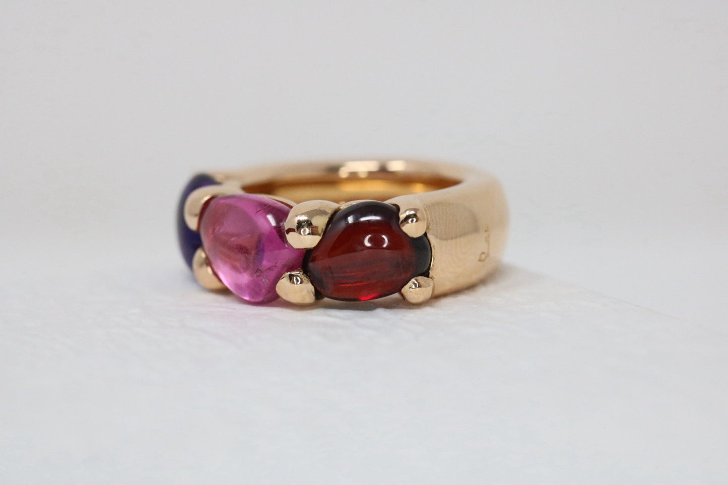Pomellato 18k Rose Gold Sassi Ring Amethyst, Tourmaline, Garnet Gems