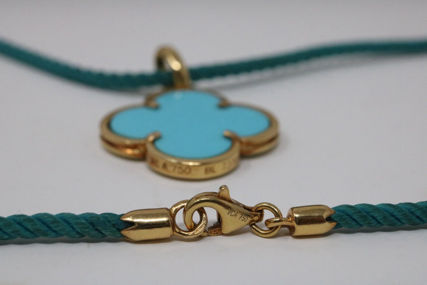 Van Cleef & Arpels Magic Alhambra 18k Yellow Gold Turquoise Pendant Necklace