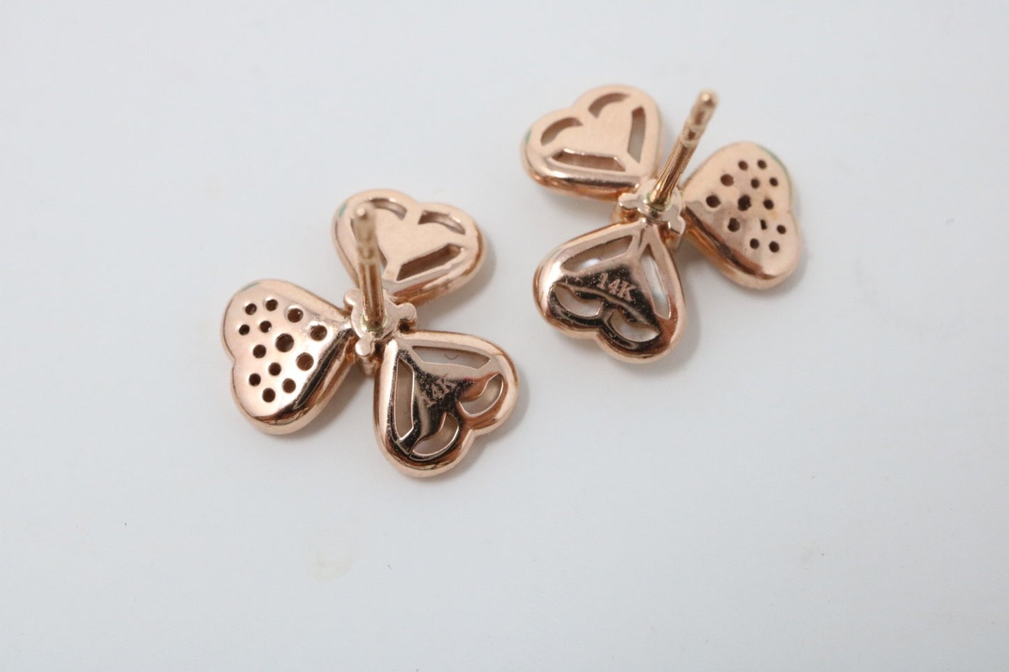 Flower Natural Diamond & Mother Of Pearl Earrings 14K Rose Gold Frivole Style