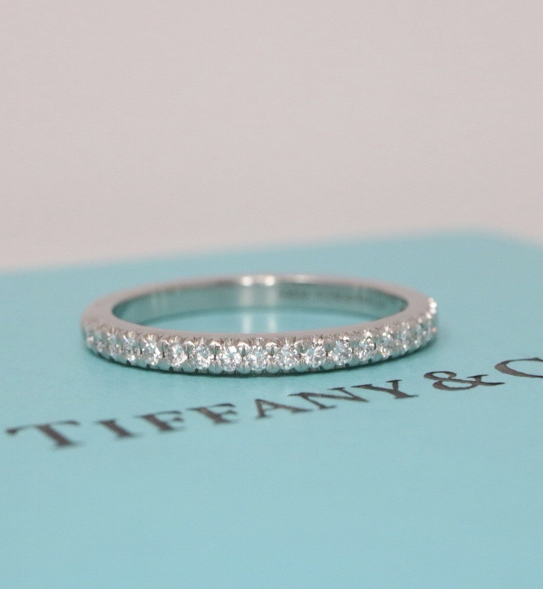 Tiffany & Co. Platinum Diamond Half Circle Soleste Wedding Band Ring 6