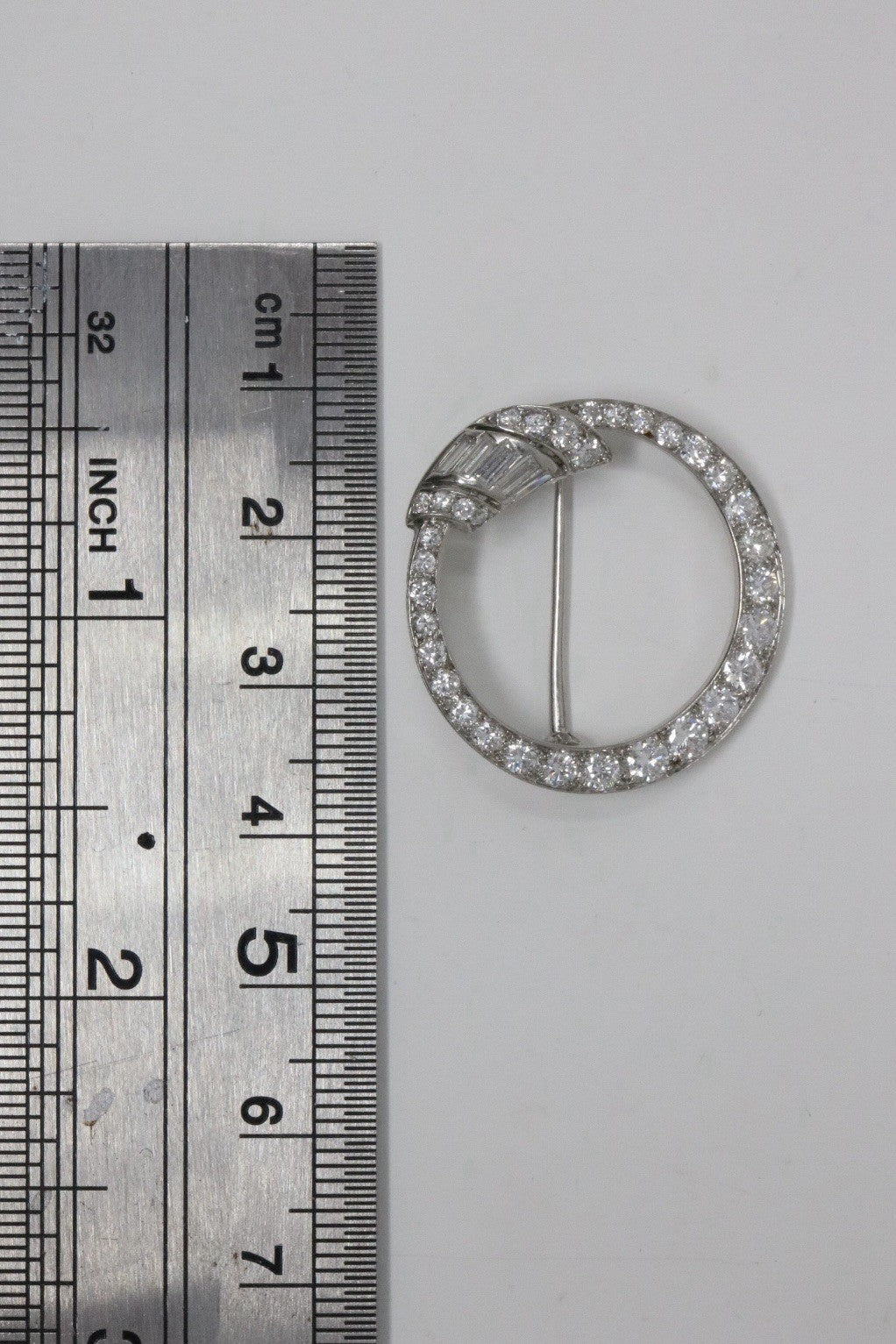 Tiffany & Co. Circle Platinum Baguette & Round Diamond Pin Brooch*