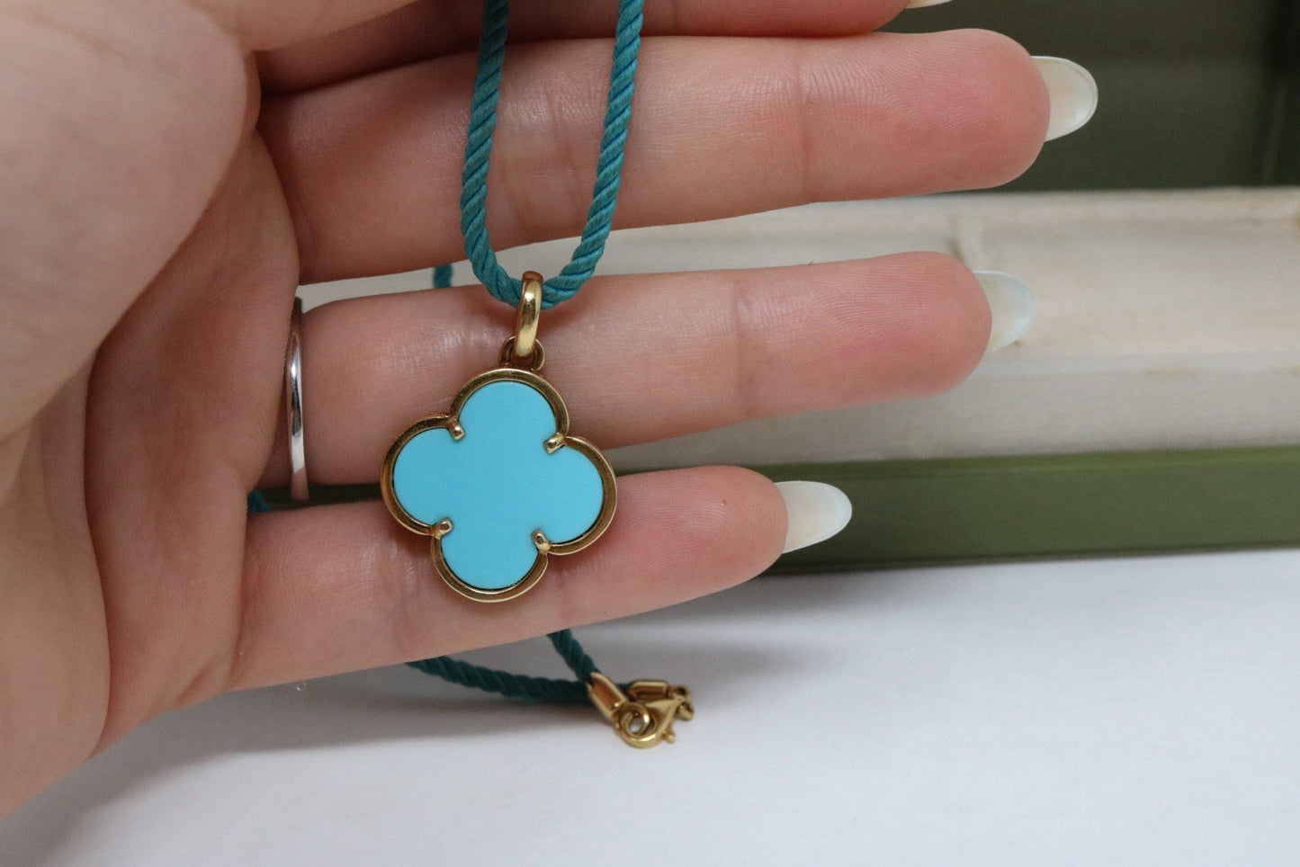 Van Cleef & Arpels Magic Alhambra 18k Yellow Gold Turquoise Pendant Necklace