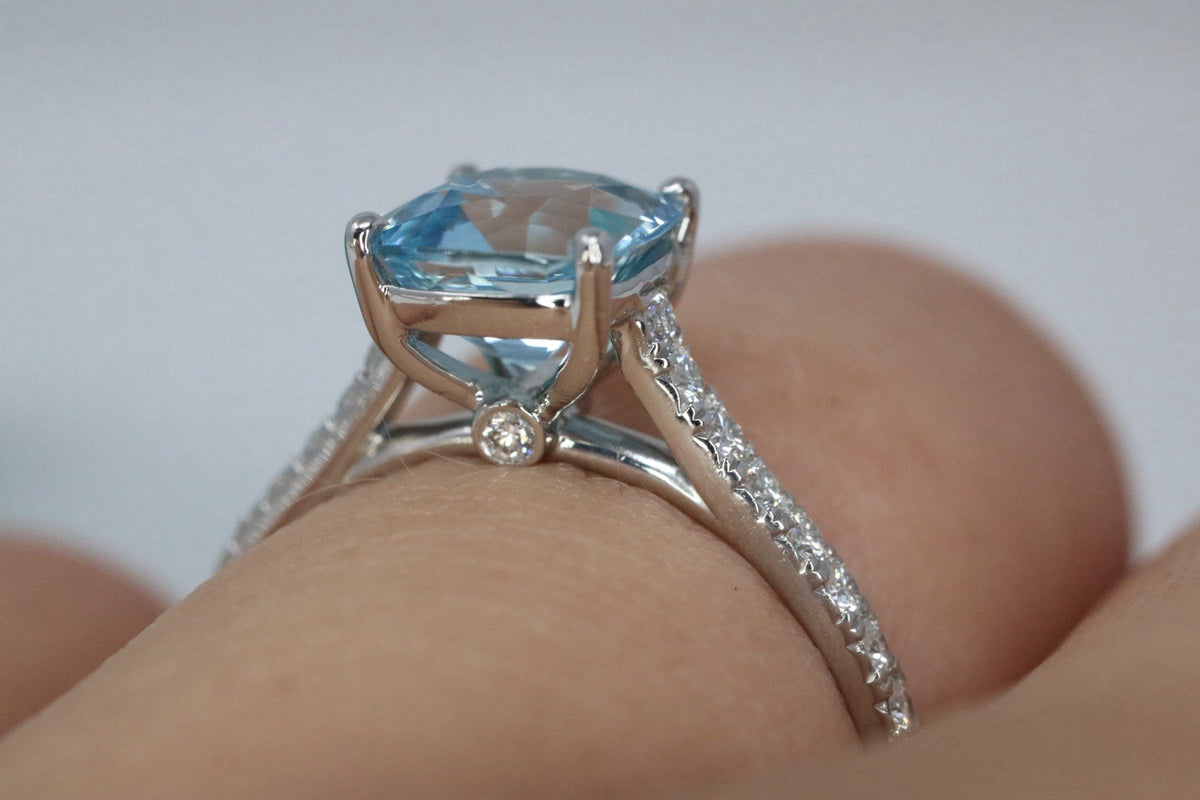 Tiffany & Co Platinum Aquamarine & Diamond Legacy Ring 1.48ctw $8,000