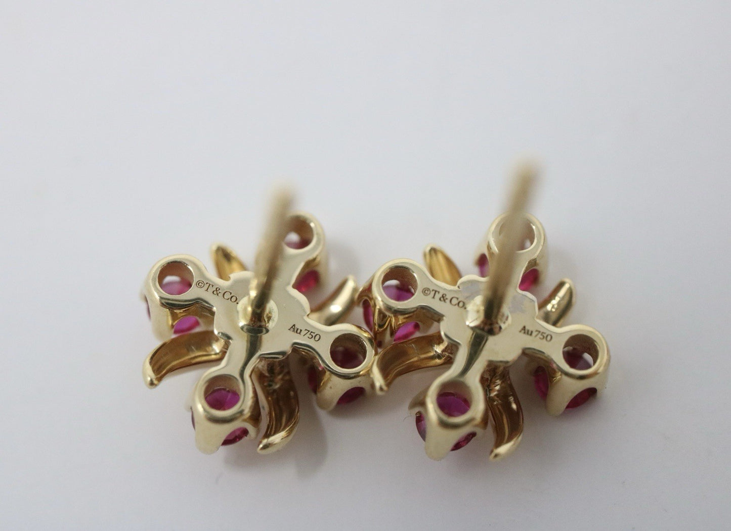 Tiffany & Co Schlumberger Lynn Ruby Earrings In 18k Yellow Gold .30ct Rtl $5,200