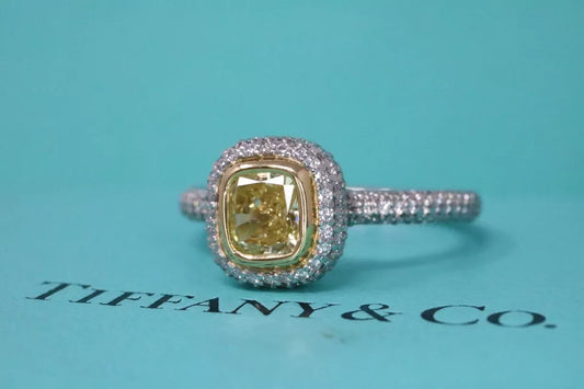 Tiffany & Co Plat Fancy Intense Yellow Diamond Engagement Ring 1.52ct IF