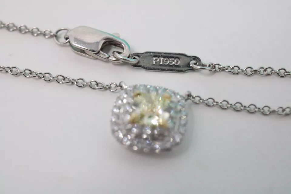 Tiffany & Co Soleste Fancy Yellow Diamond Pendant Necklace .55ctw Plat