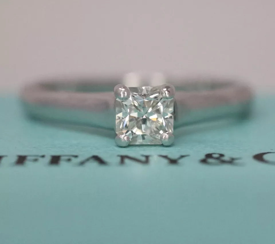 Tiffany & Co Platinum Lucida .31ct Diamond Engagement Ring F/ VVS