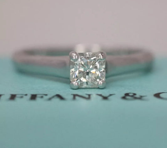 Tiffany & Co Platinum Lucida .31ct Diamond Engagement Ring F/ VVS